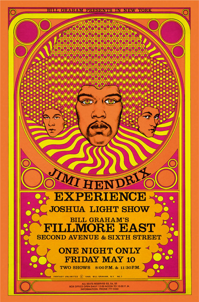 Jimi Hendrix Experience at the Fillmore East, 1968.
